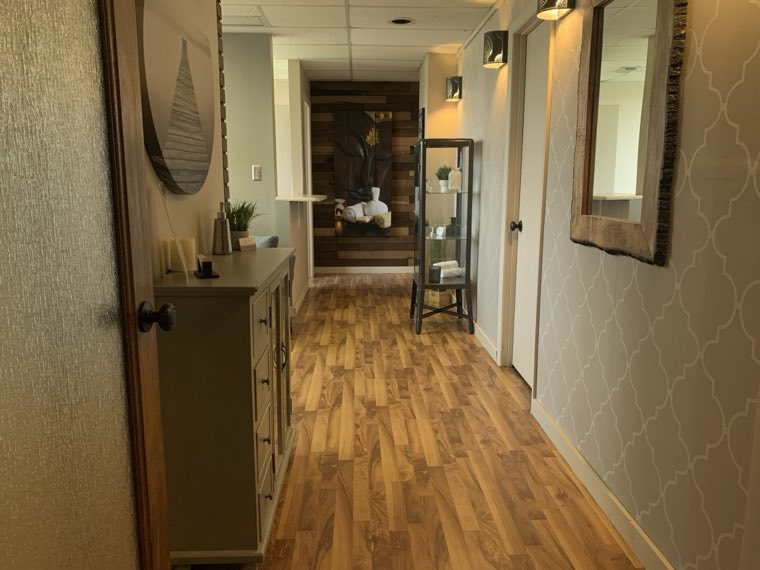 The hallway leading to the treatment rooms